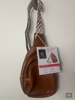 Viral Faux Leather Sling Bag with Patterned Strap